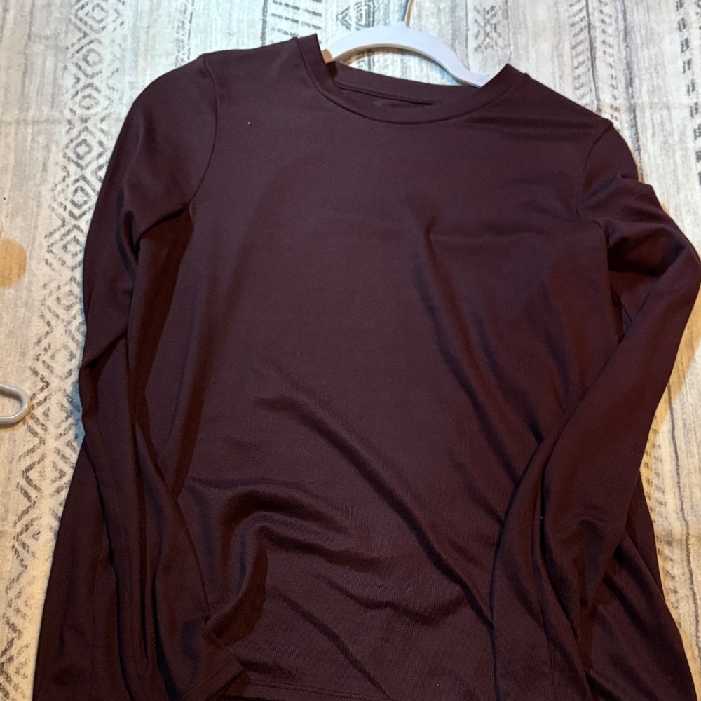 American Eagle Outfitters Deep Burgundy Long Sleeve Tee